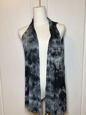 Windhorse Black & Gray Tie Dye Open Front Vest – Size S/M